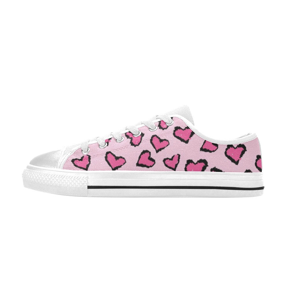 Pink Leopard Valentine's Day Canvas Women's Shoes