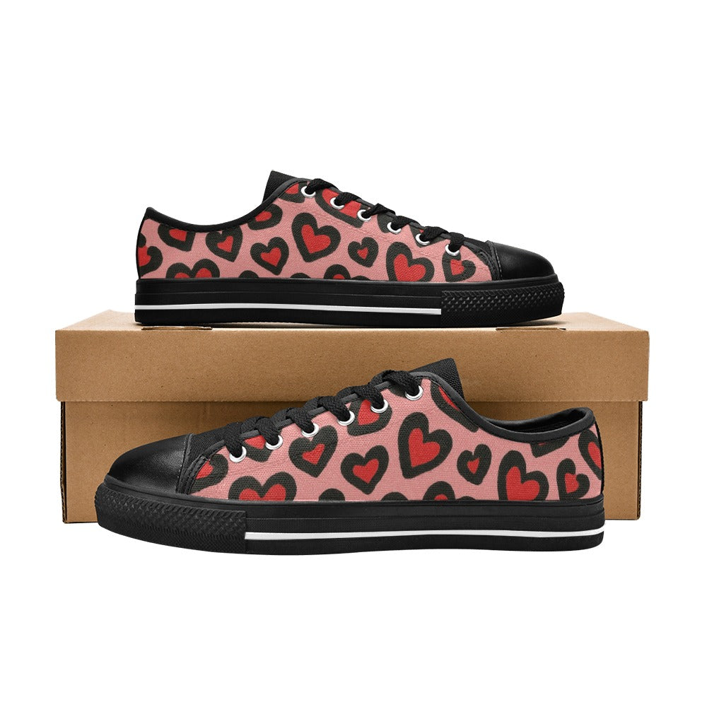 Valentine's Day Leopard Print Heart Canvas Women's Shoes