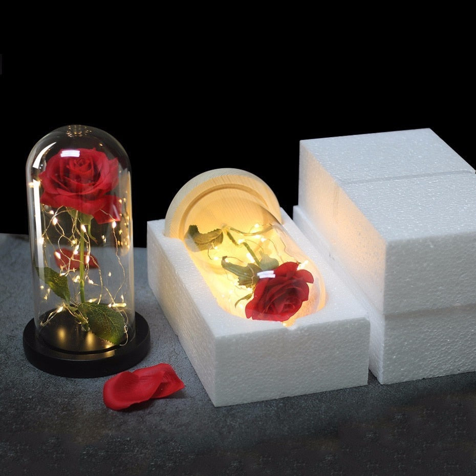 Beauty And The Beast Rose in Flask - LED Light