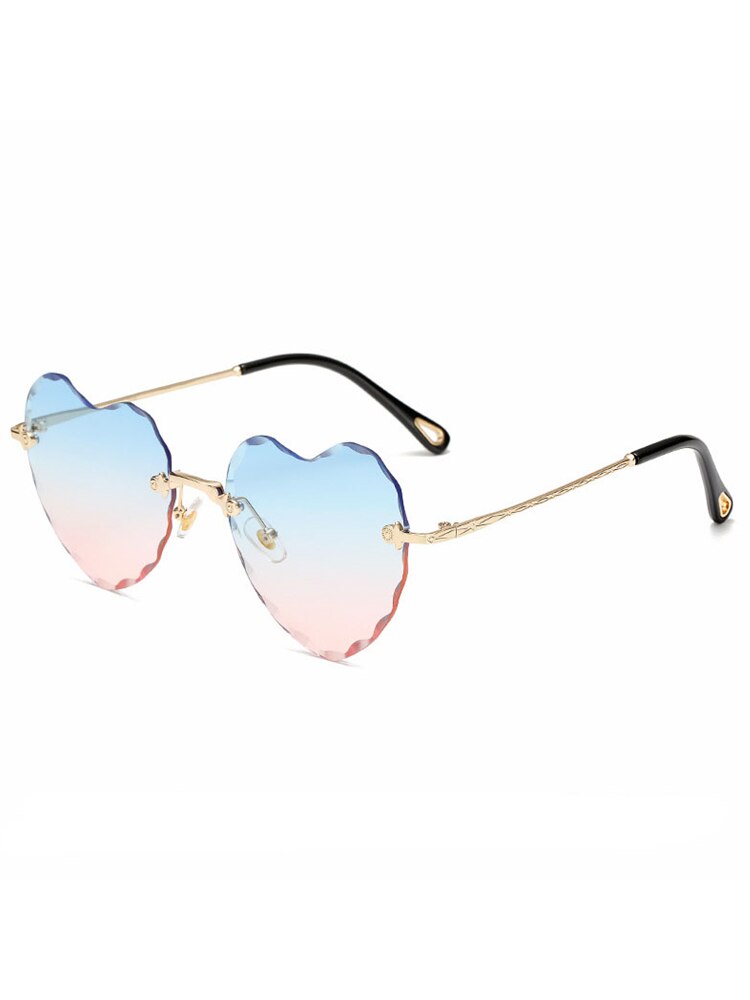Heart Shaped Gradient Rimless Sunglasses for Ladies