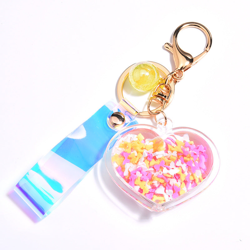 Oil Love Keychain - Cute Peach Heart Pendant