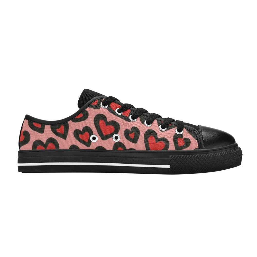 Valentine's Day Leopard Print Heart Canvas Women's Shoes