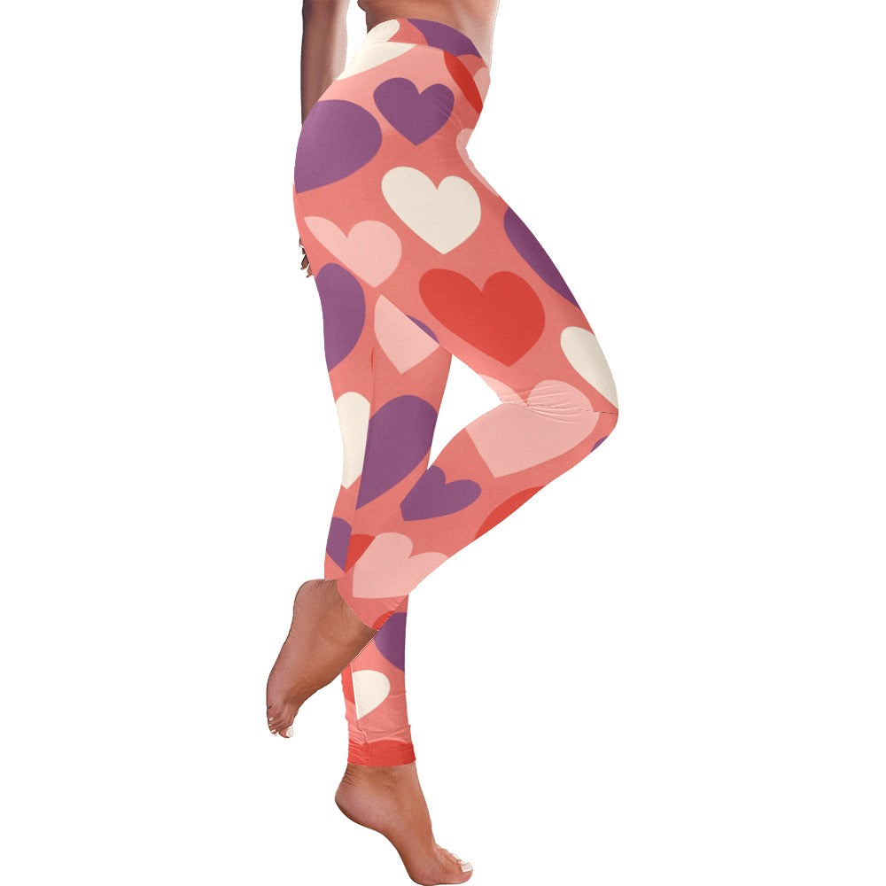 Big Hearts Valentine's Day Women's All-Over Low Rise Leggings