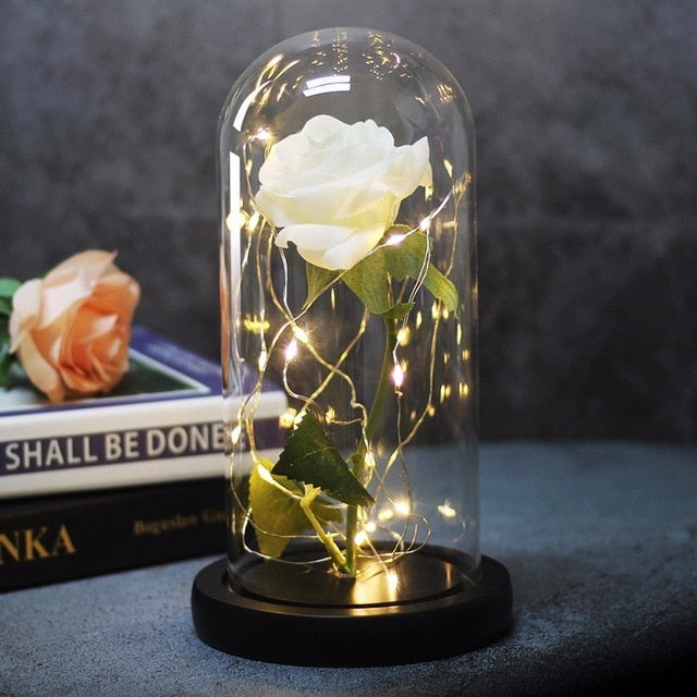 Beauty And The Beast Rose in Flask - LED Light