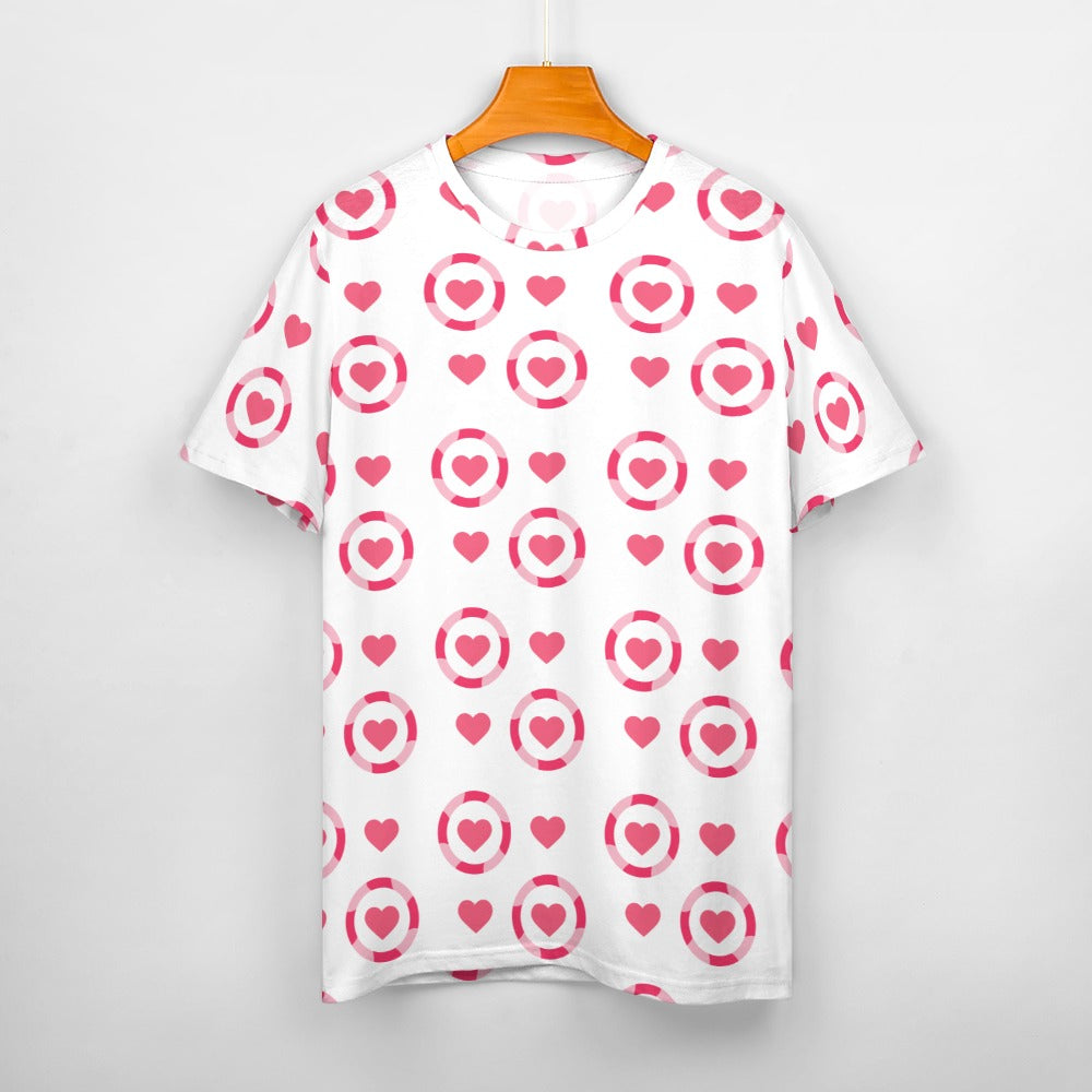 Valentine's Day Hearts in Circles Women's 100% Cotton T-Shirt