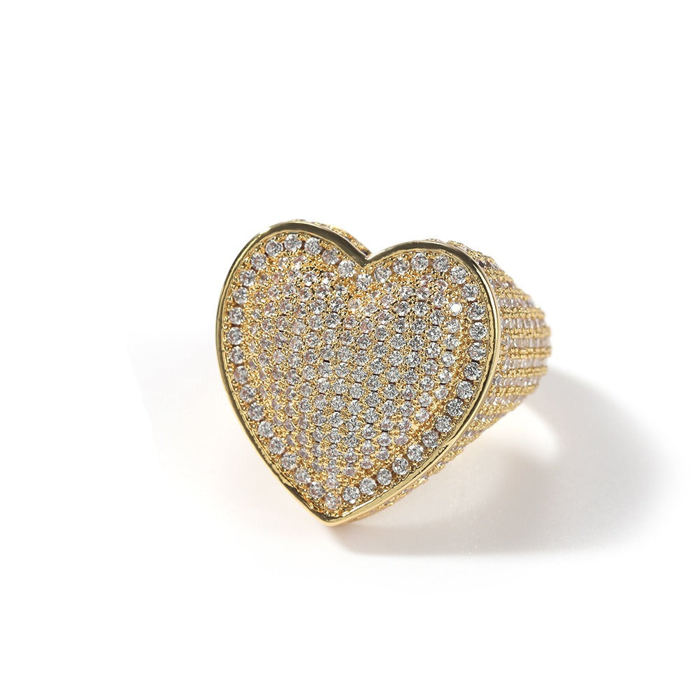 Copper Heart Ring Set with 3A Zircon