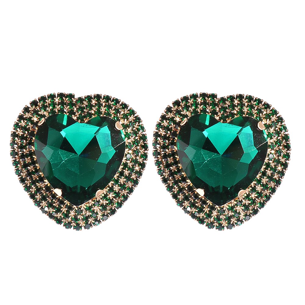 Baroque Heart-Shaped Multicolored Crystal Stud Earrings
