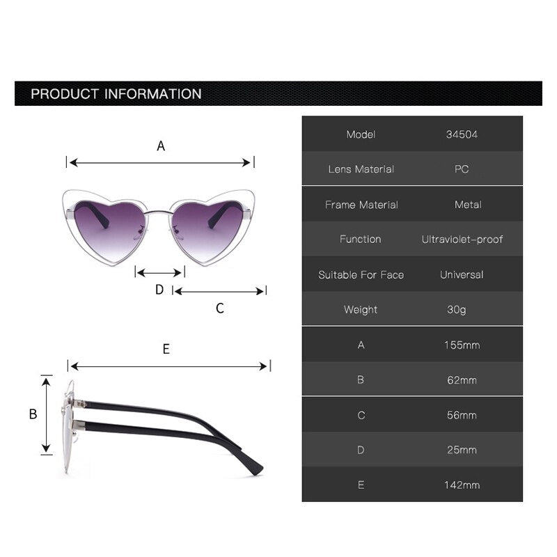 Marry Cat Eye Heart Sunglasses - Retro Luxury for Women