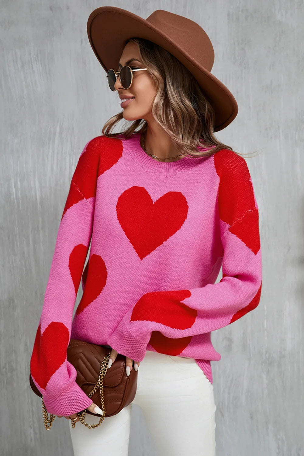 Angel Wings Contrast Heart Sweater