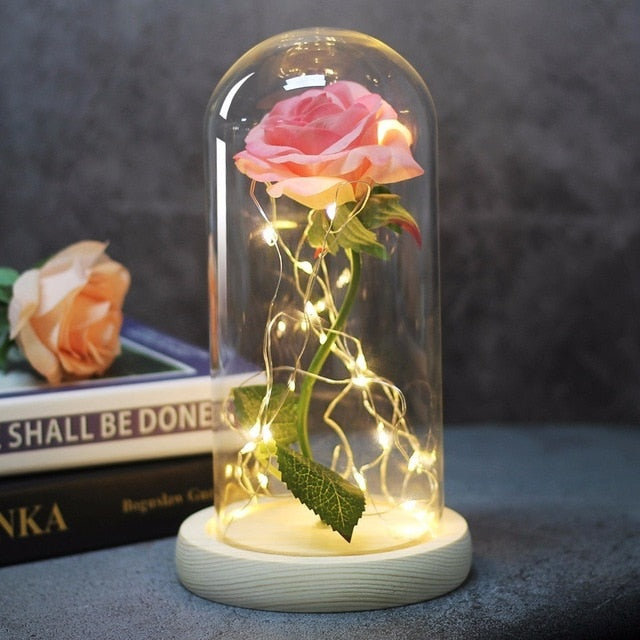 Beauty And The Beast Rose in Flask - LED Light