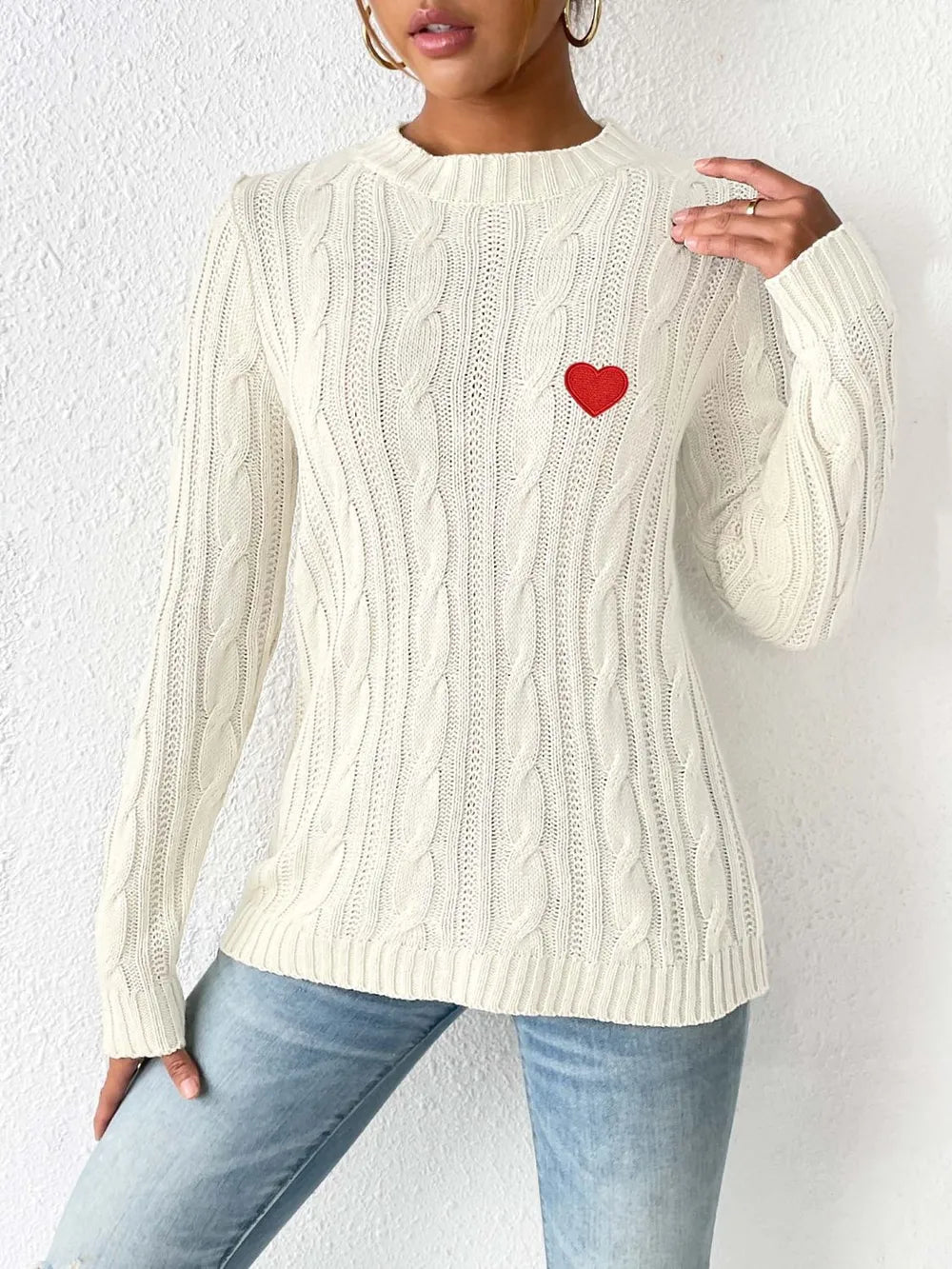 Heart Sticker Woven Sweater