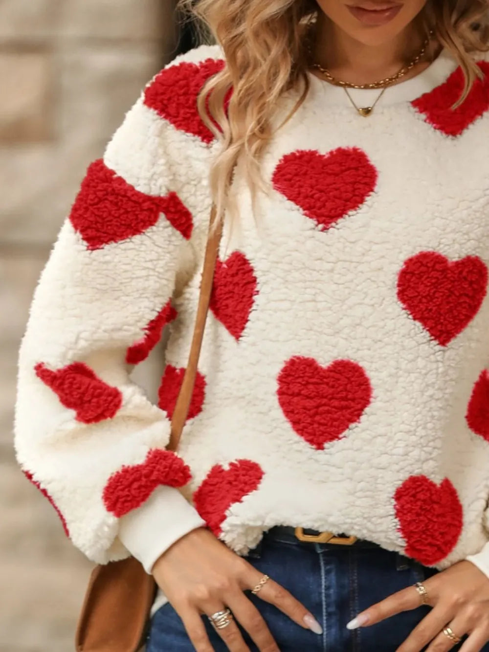 Heart Dropped Shoulder Sweater