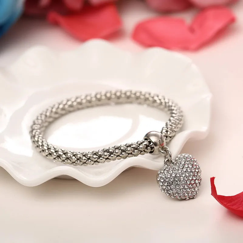3 Pcs/Set Crystal Owl Heart Charm Bracelets