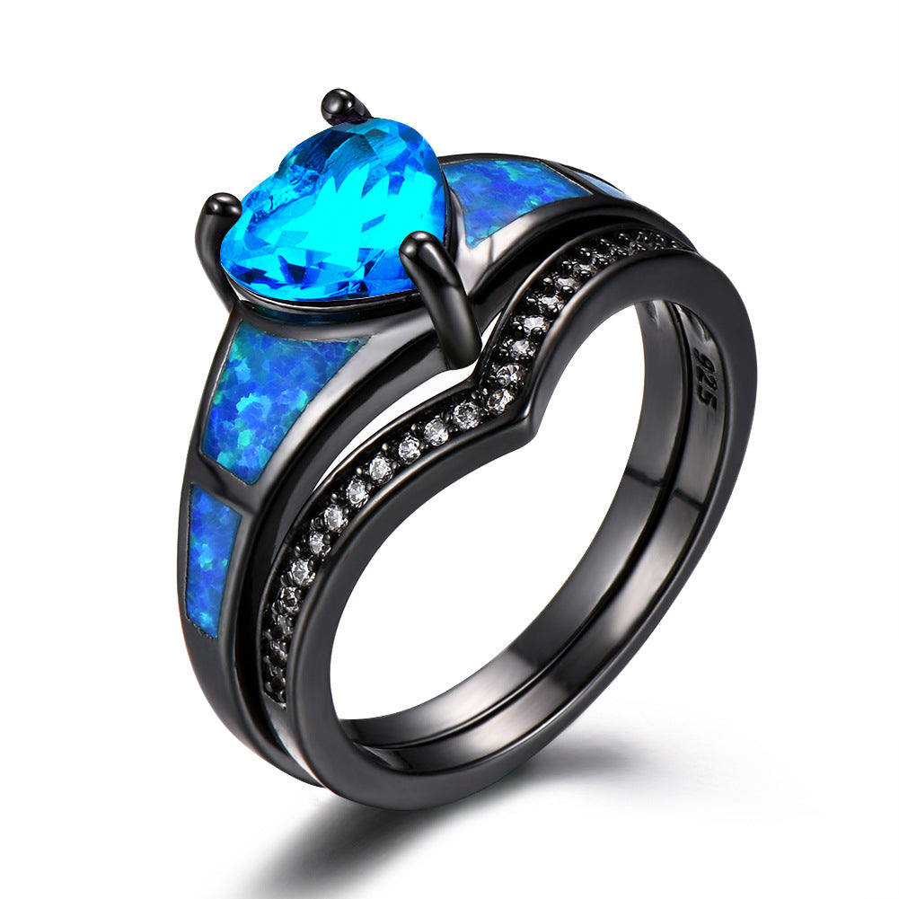 Heart Fire Opal Rings for Women - Vintage Style Engagement Jewelry