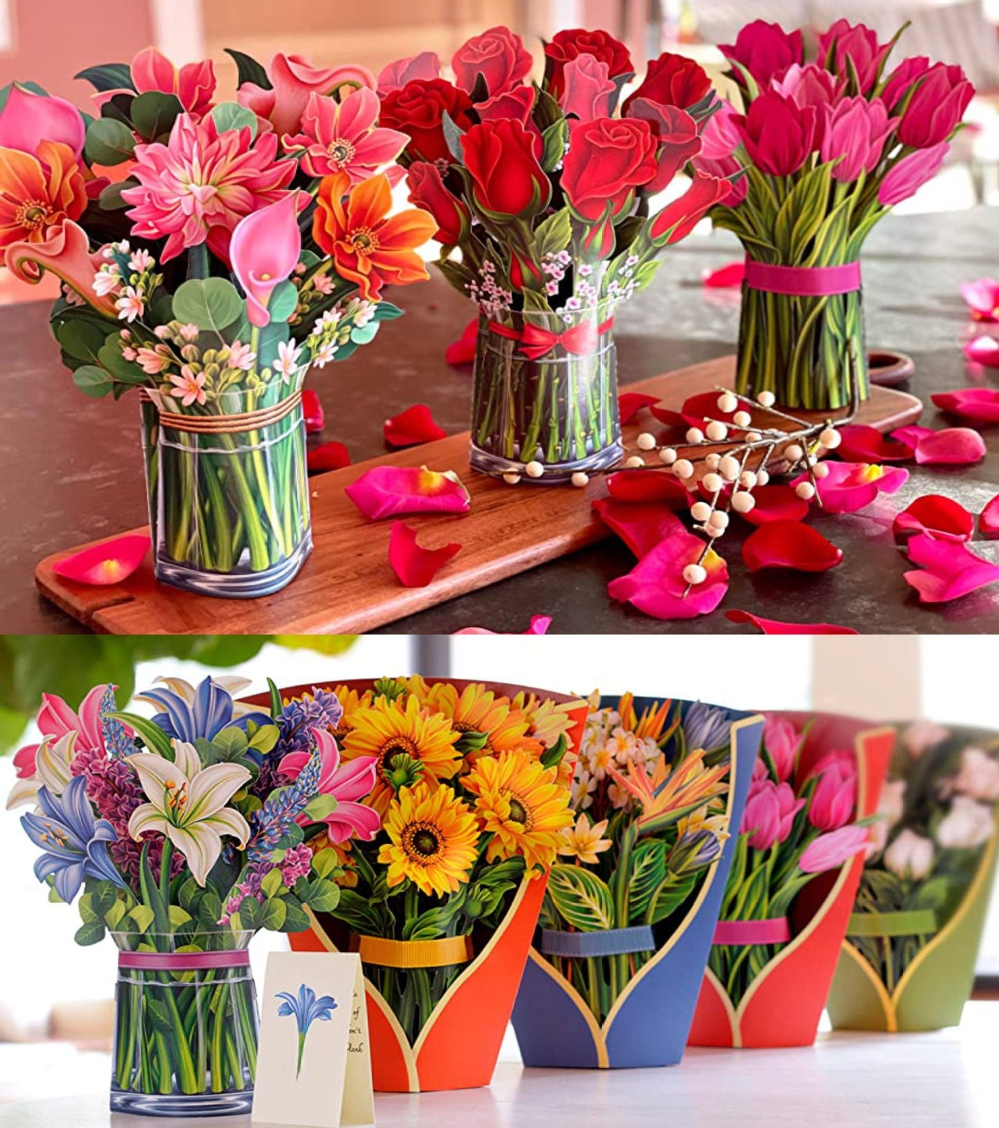 3D Paper Flowers Popup Greeting Cards