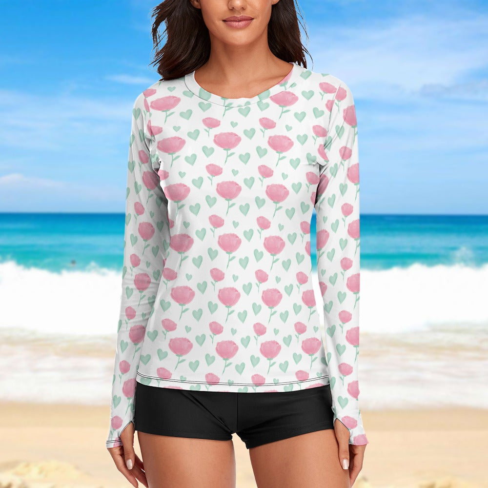 Hearts and Flowers Valentine's Day Women's Long Sleeve T-Shirt