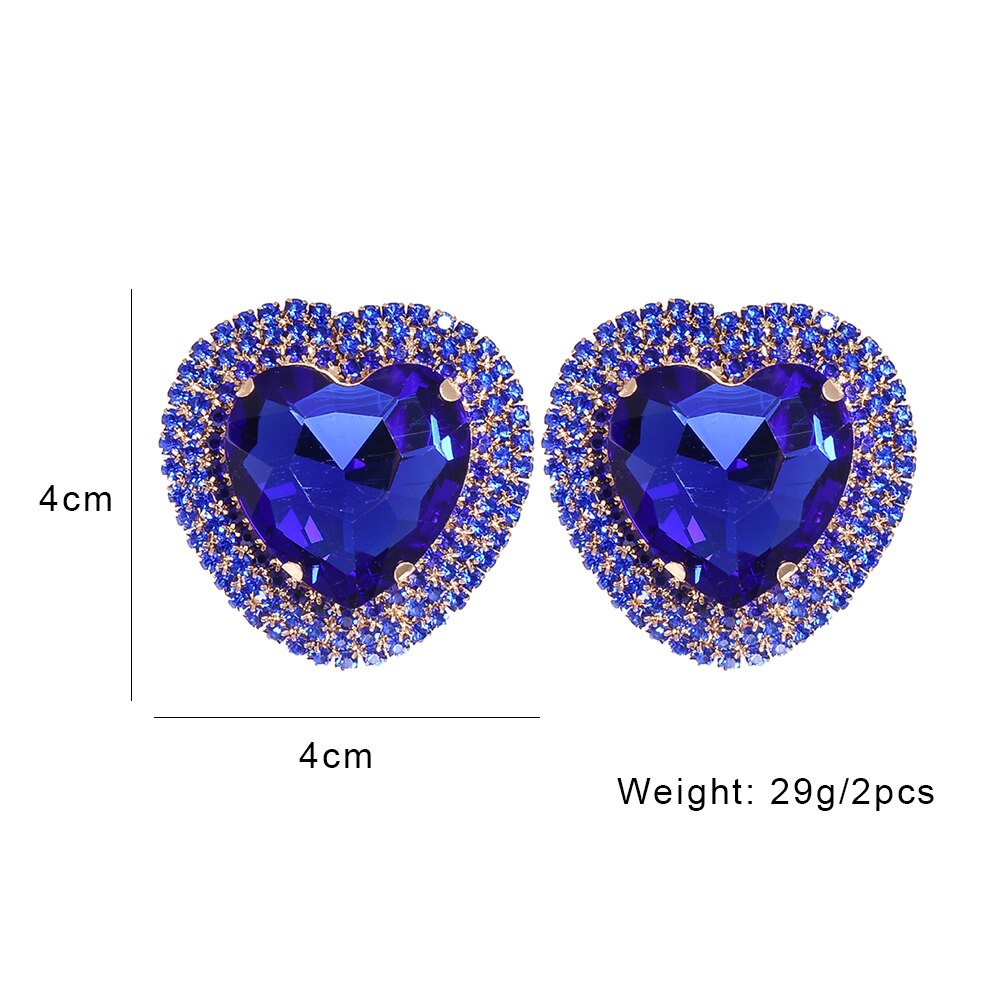 Baroque Heart-Shaped Multicolored Crystal Stud Earrings