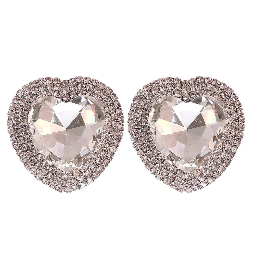 Baroque Heart-Shaped Multicolored Crystal Stud Earrings