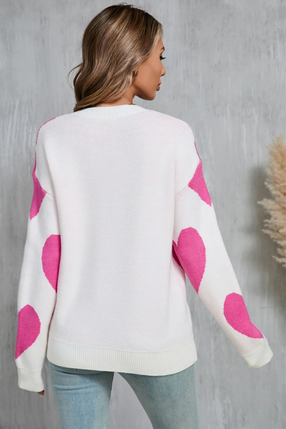 Angel Wings Contrast Heart Sweater