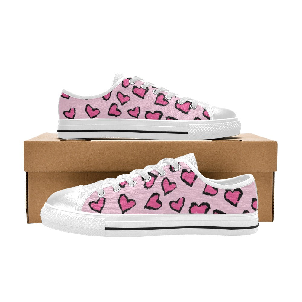 Pink Leopard Valentine's Day Canvas Women's Shoes