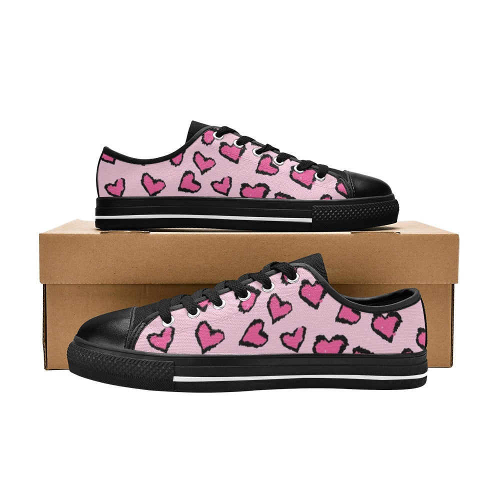 Pink Leopard Valentine's Day Canvas Women's Shoes