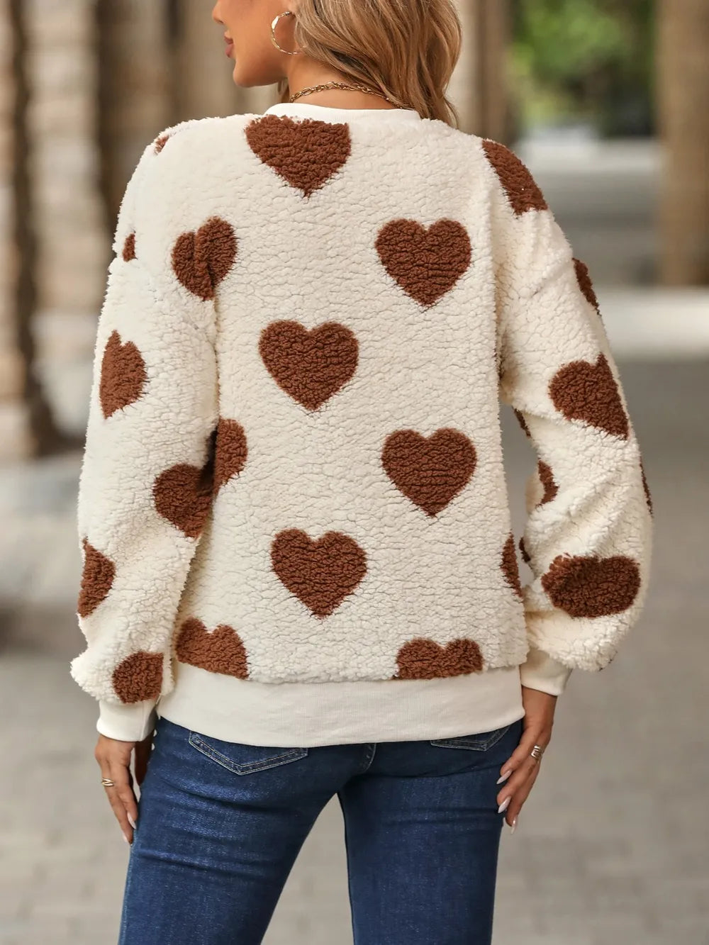 Heart Dropped Shoulder Sweater