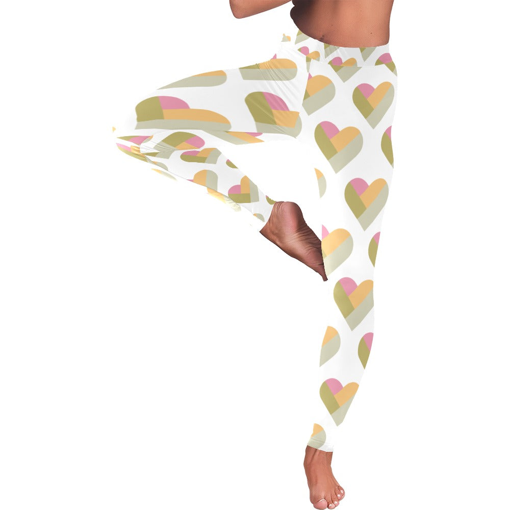 Geometric Hearts Valentine's Day Women's All-Over Low Rise Leggings