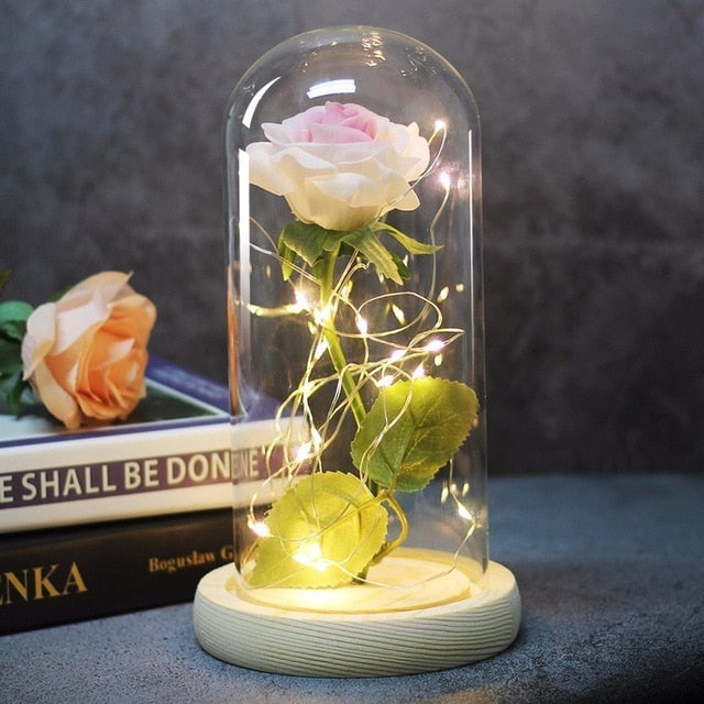 Beauty And The Beast Rose in Flask - LED Light