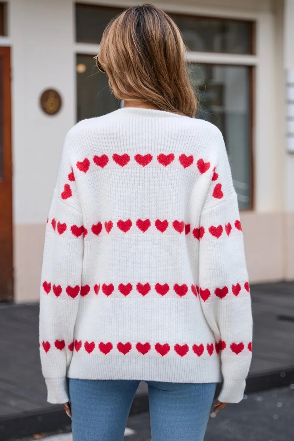 Angel Wings Heart Round Neck Sweater