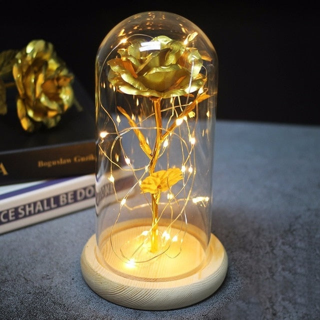 Beauty And The Beast Rose in Flask - LED Light