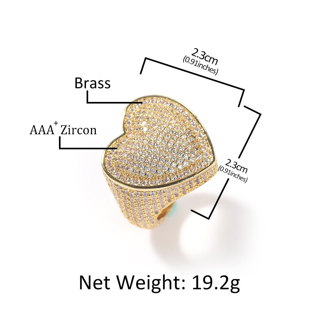 Copper Heart Ring Set with 3A Zircon