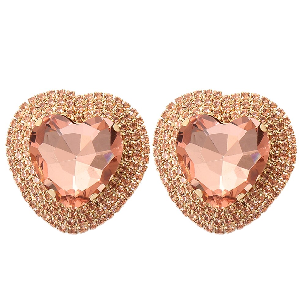 Baroque Heart-Shaped Multicolored Crystal Stud Earrings
