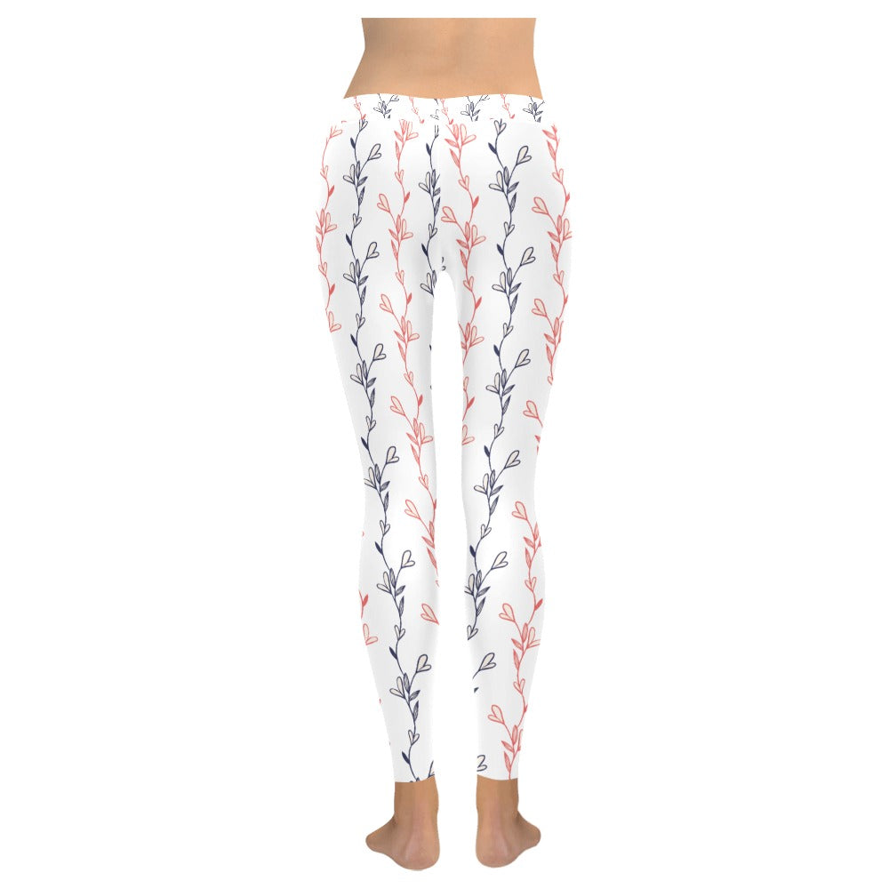 Valentine's Day Heart Flowers Women's Low Rise Leggings