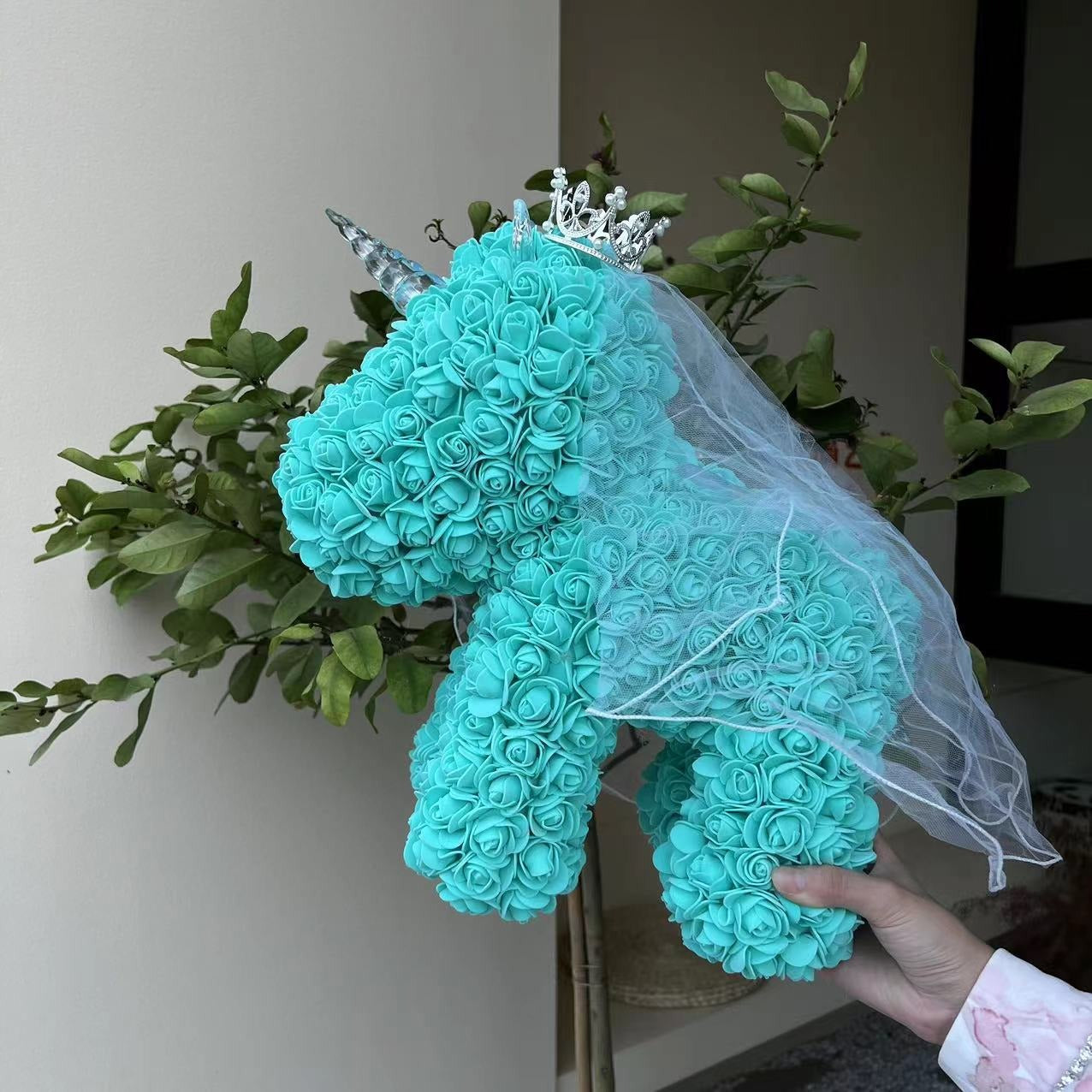 Eternal Flower Unicorn Foam Rose Bear