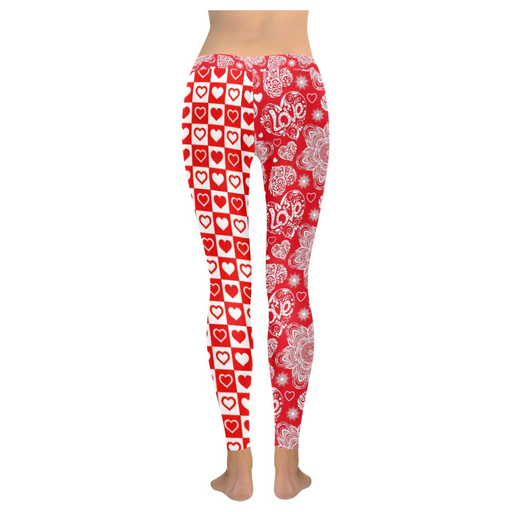 Half and Half Mandala Floral Checkerboard Leggings