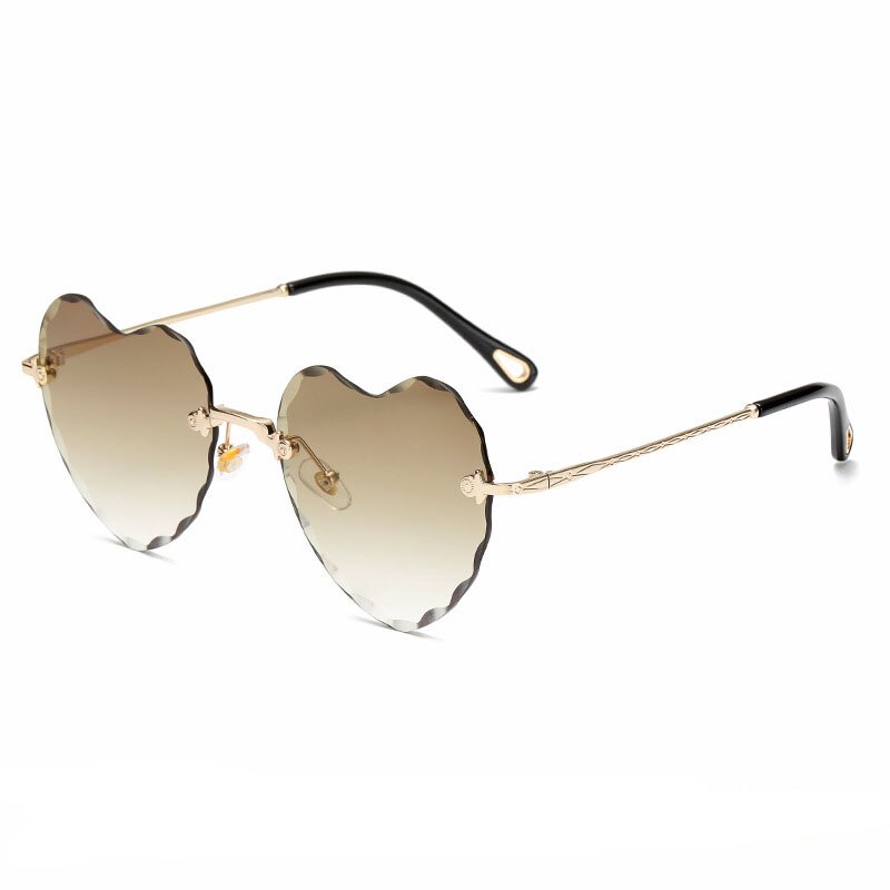 Heart Shaped Gradient Rimless Sunglasses for Ladies