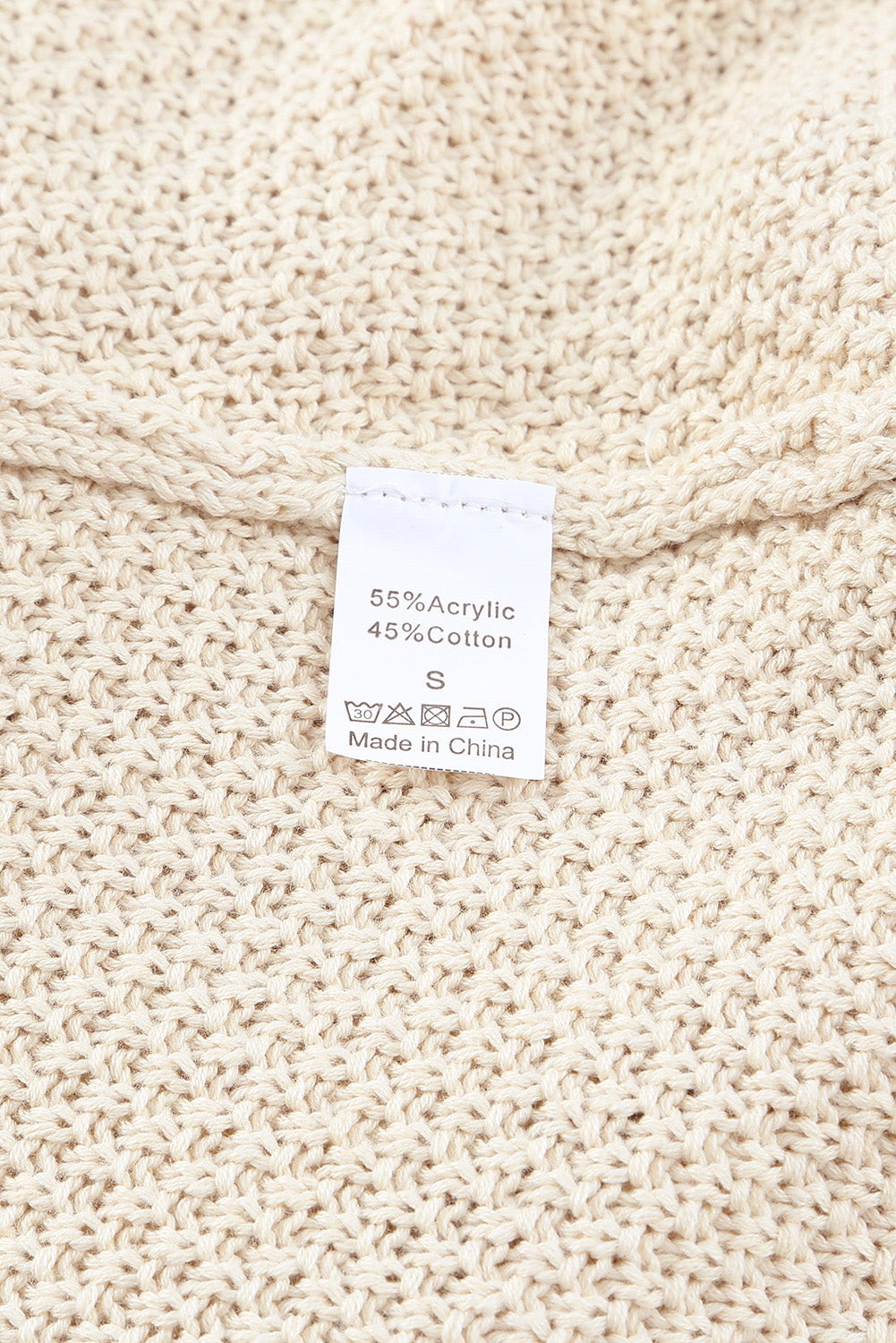 Beige V-neck Dropped Sleeve Heart Print Sweater