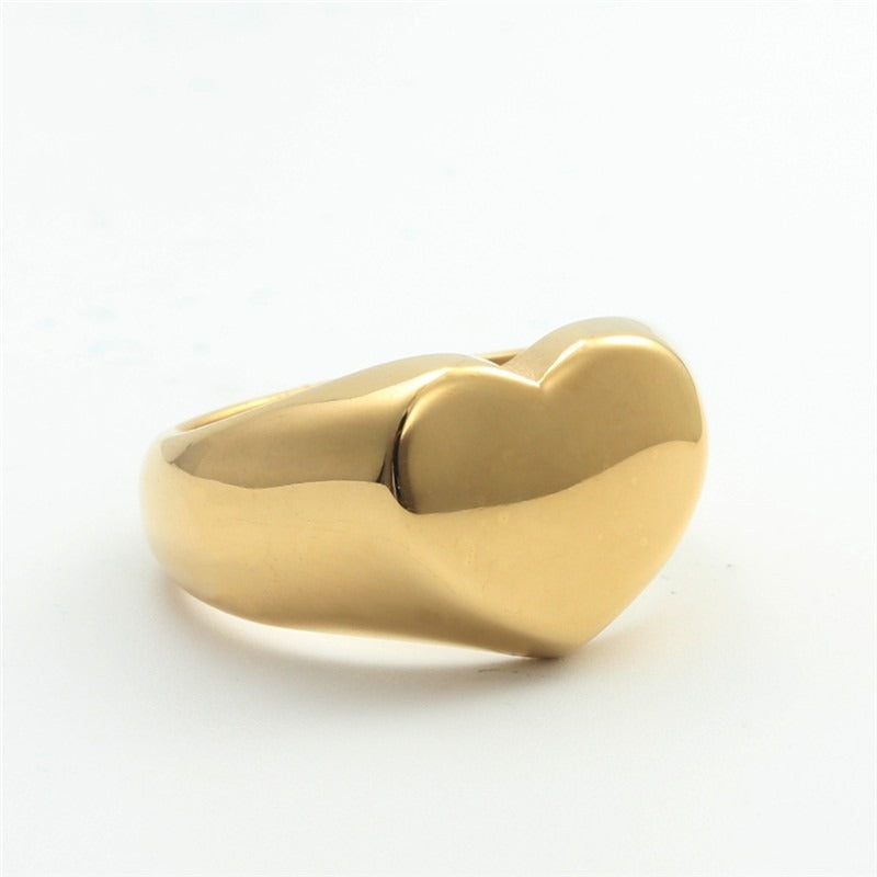 Cute Stainless Steel Heart Shaped Rings