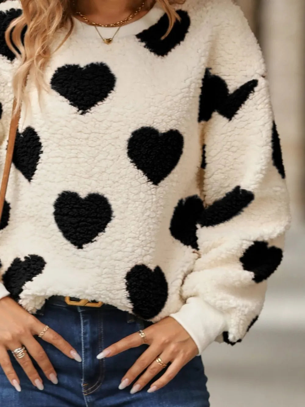Heart Dropped Shoulder Sweater