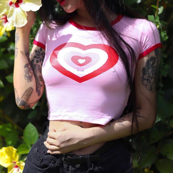 Summer Love Heart Print Short Sleeve T-Shirt