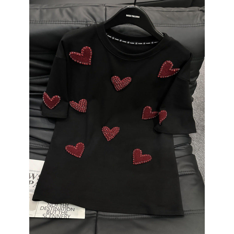 Heart Velvet T-Shirt for Women