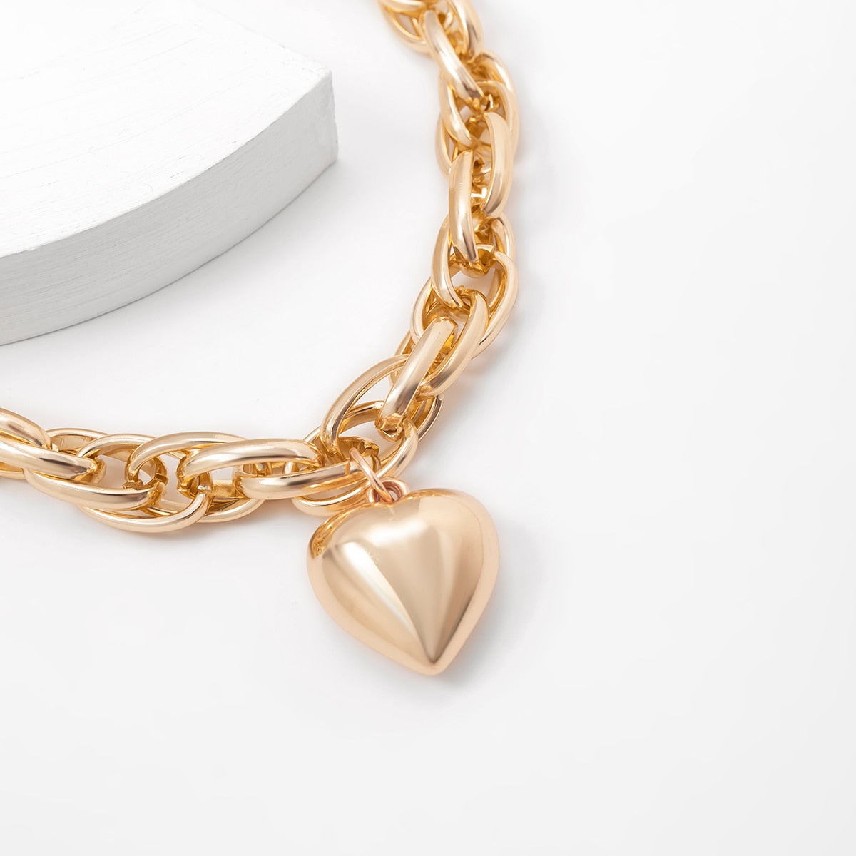 Punk Heart Pendant Cross Necklace for Women