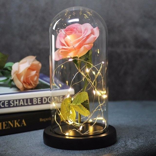 Beauty And The Beast Rose in Flask - LED Light