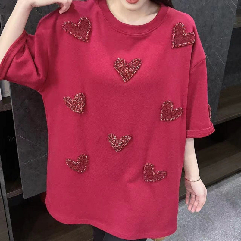 Heart Velvet T-Shirt for Women