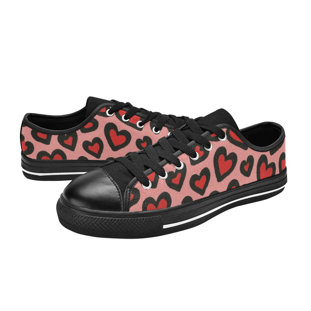 Valentine's Day Leopard Print Heart Canvas Women's Shoes