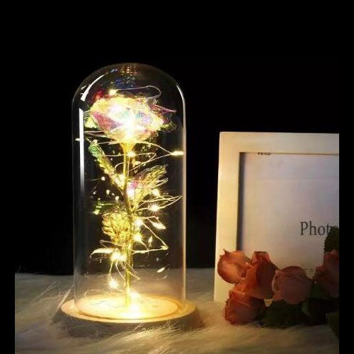 Beauty And The Beast Rose in Flask - LED Light