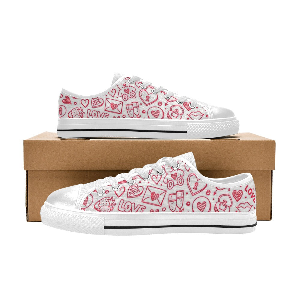Valentine's Day Doodle Canvas Women's Shoes