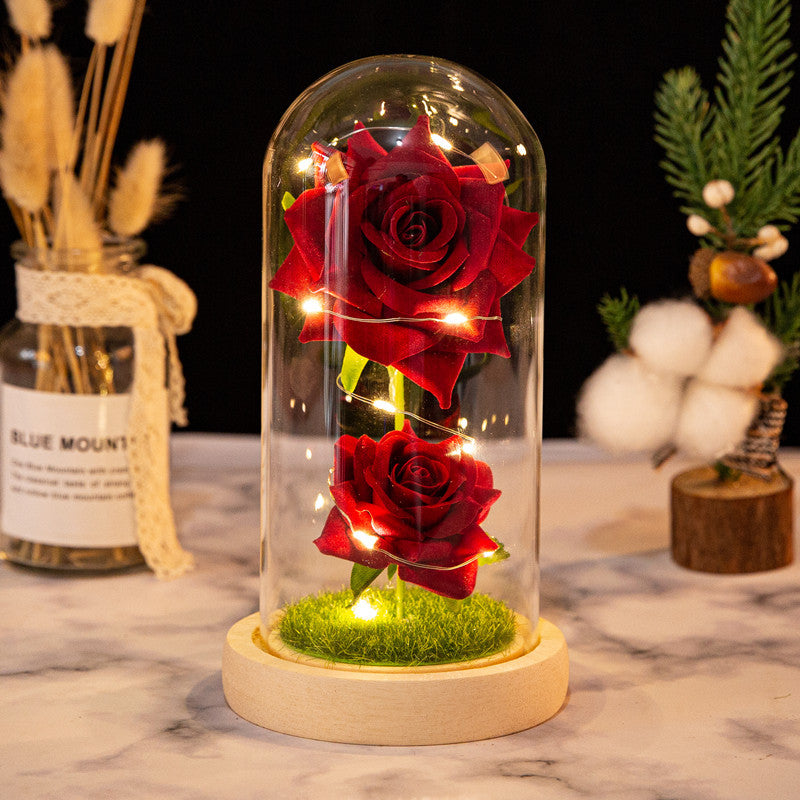 LED Light Rose Glass Cover Ornament