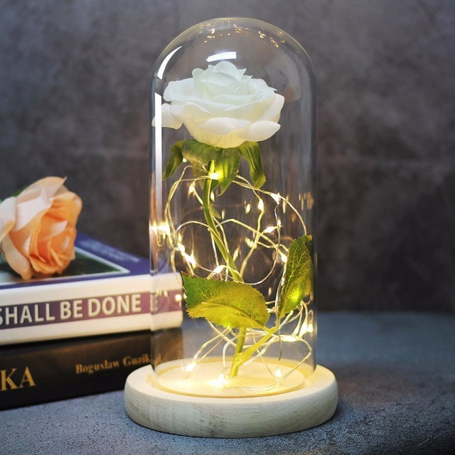Beauty And The Beast Rose in Flask - LED Light