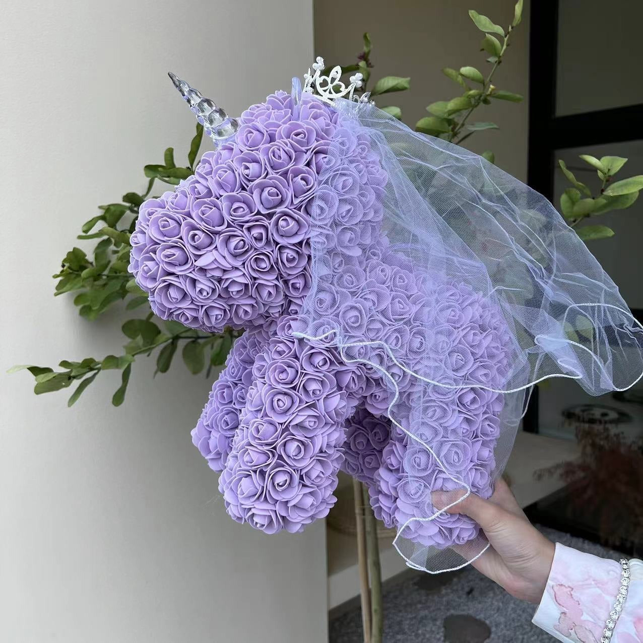 Eternal Flower Unicorn Foam Rose Bear